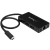 StarTech.com Hub USB 3.0 de 3 portas mais Gigabit Ethernet – USB-C – inclui fonte de alimentação