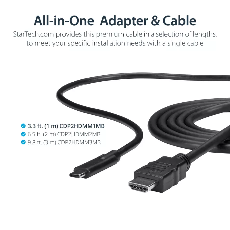 StarTech.com Cabo USB-C para HDMI de 0,91 m (3 pés) – 4K 30 Hz conversor de vídeo USB Type-C para HDMI – cabo adaptador de monitor USB-C DP Alt Mode para HDMI – compatível com Thunderbolt