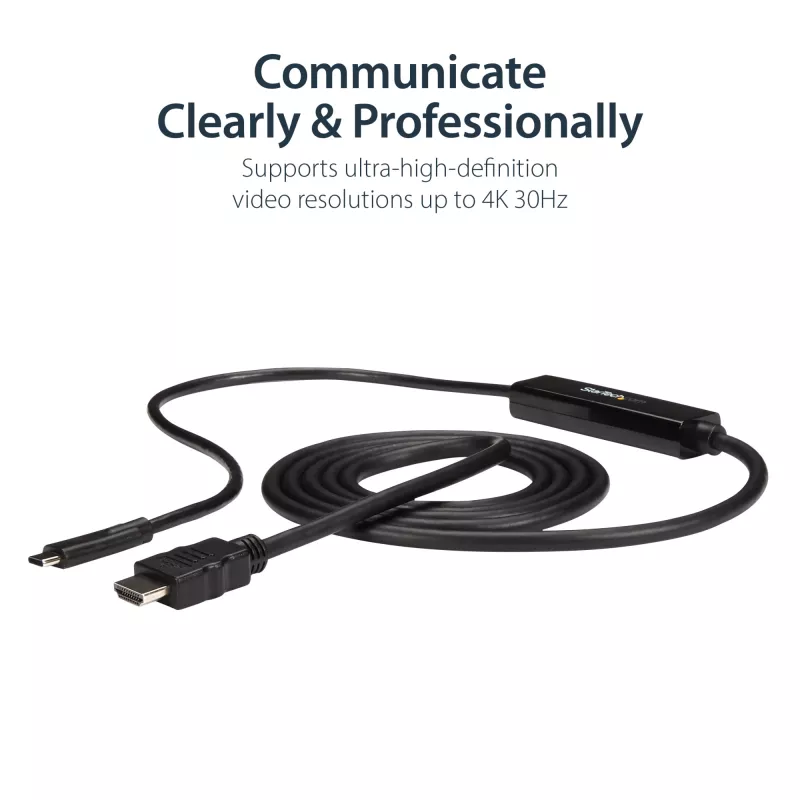 StarTech.com Cabo USB-C para HDMI de 0,91 m (3 pés) – 4K 30 Hz conversor de vídeo USB Type-C para HDMI – cabo adaptador de monitor USB-C DP Alt Mode para HDMI – compatível com Thunderbolt
