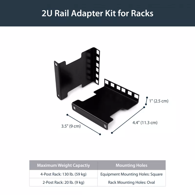 StarTech.com Kit adaptador de extensão de profundidade para rack de servidor 2U com ajuste de 4 polegadas
