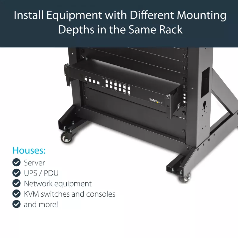 StarTech.com Kit adaptador de extensão de profundidade para rack de servidor 2U com ajuste de 4 polegadas