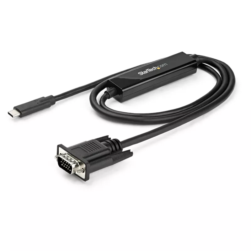 StarTech.com Cabo USB-C para VGA 1 m – 1920x1200/1080p cabo adaptador de vídeo ativo USB Type-C para VGA – compatível com Thunderbolt 3 – portátil para monitor/projetor VGA – DP Alt Mode HBR2