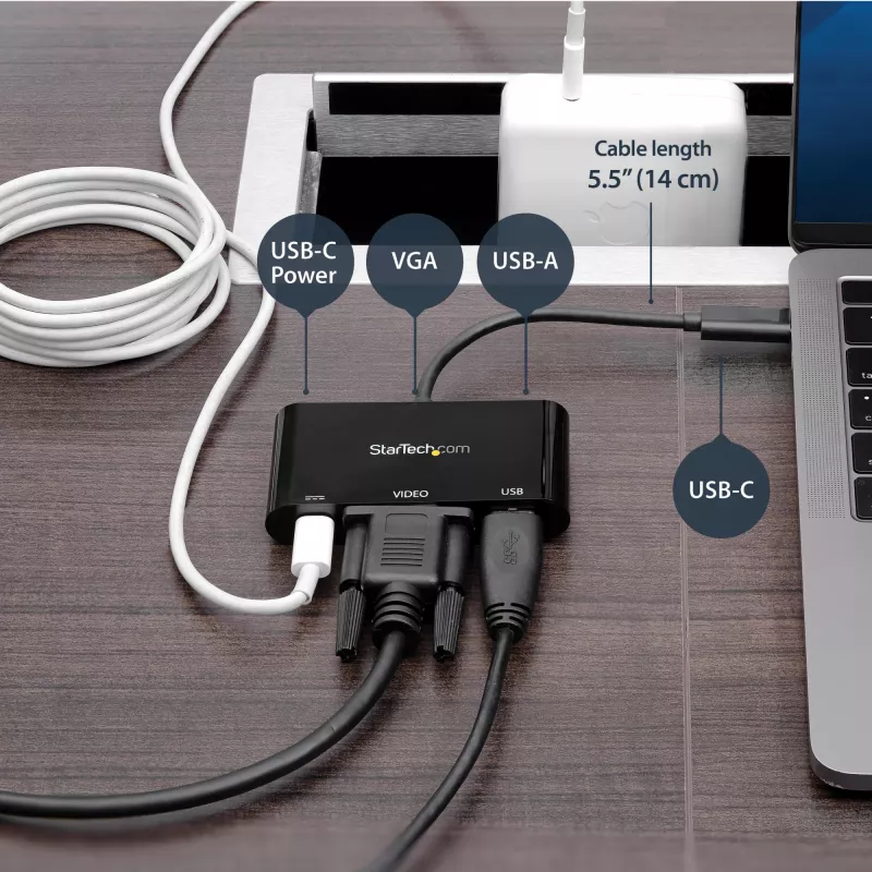 StarTech.com Adaptador multiporta USB-C VGA – porta USB 3.0 – 60W PD