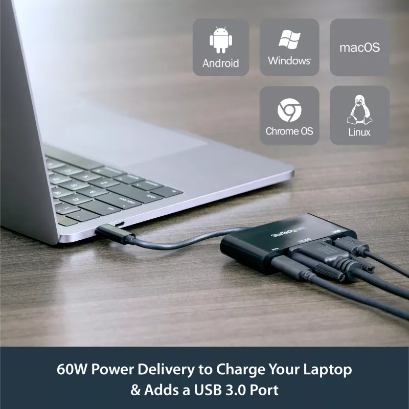StarTech.com Adaptador multiporta USB-C VGA – porta USB 3.0 – 60W PD