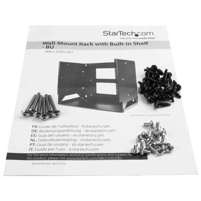 StarTech.com Rack de servidor de montagem na parede com prateleira integrada – aço maciço – 8U