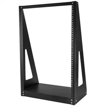 StarTech.com Rack de servidor de secretária de 2 postes 16U de alto desempenho, rack de computador aberto pequeno de 19 polegadas, rack de rede compacto para equipamento AV/estúdio/dados/IT, em conformidade com TAA – rack de dois postes autónomo para casa/escritório