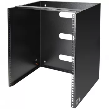 StarTech.com Rack de rede de montagem na parede 12U – 14 polegadas de profundidade (perfil baixo) – suporte de patch panel de 19 polegadas para servidores e equipamento de IT de perfil baixo, switches de rede – capacidade de carga 125 lbs/57 kg, preto