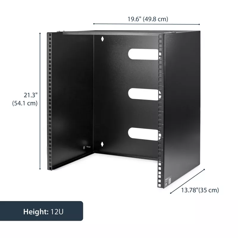 StarTech.com Rack de rede de montagem na parede 12U – 14 polegadas de profundidade (perfil baixo) – suporte de patch panel de 19 polegadas para servidores e equipamento de IT de perfil baixo, switches de rede – capacidade de carga 125 lbs/57 kg, preto