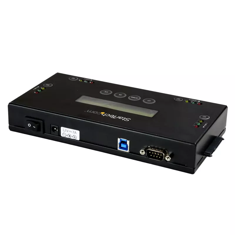StarTech.com Apagador de discos SSD/HDD de 4 baías - SATA de 2,5 polegadas e 3,5 polegadas - sanitizador de discos externo autónomo sem host com apagamento seguro - 9 modos de apagamento - porta de impressora RS232 - em conformidade com NIST/DOD e TAA