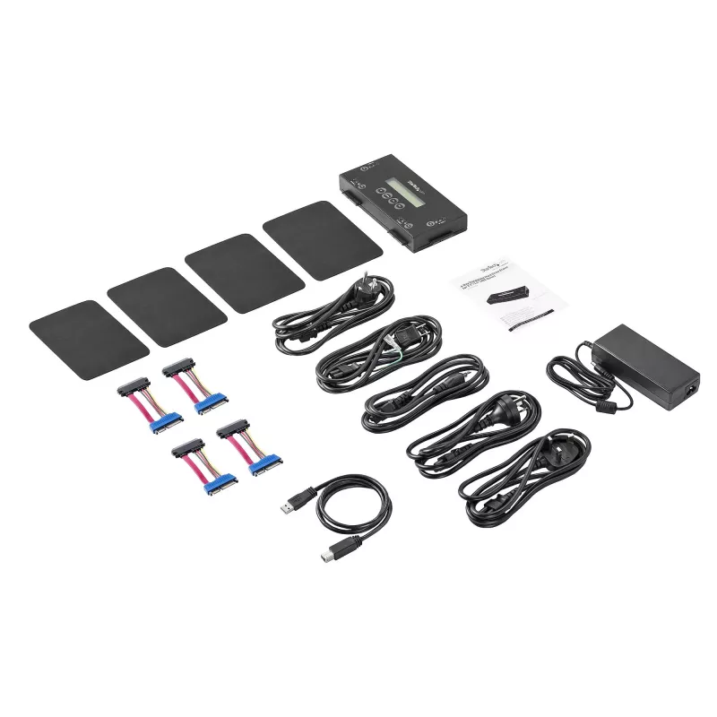 StarTech.com Apagador de discos SSD/HDD de 4 baías - SATA de 2,5 polegadas e 3,5 polegadas - sanitizador de discos externo autónomo sem host com apagamento seguro - 9 modos de apagamento - porta de impressora RS232 - em conformidade com NIST/DOD e TAA