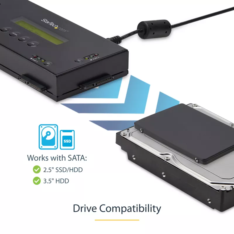StarTech.com Apagador de discos SSD/HDD de 4 baías - SATA de 2,5 polegadas e 3,5 polegadas - sanitizador de discos externo autónomo sem host com apagamento seguro - 9 modos de apagamento - porta de impressora RS232 - em conformidade com NIST/DOD e TAA