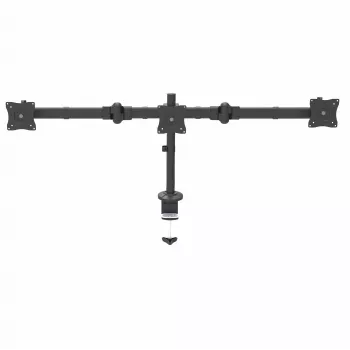 StarTech.com Braço de monitor triplo para montagem em secretária – suporte VESA ergonómico para 3 monitores até 27″ – montagem em mastro articulada e com altura ajustável – função de inclinação/rotação/orientação para ecrã LCD/LED – fixação por grampo/furo na secretária