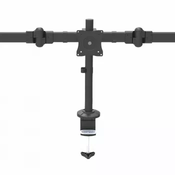 StarTech.com Braço de monitor triplo para montagem em secretária – suporte VESA ergonómico para 3 monitores até 27″ – montagem em mastro articulada e com altura ajustável – função de inclinação/rotação/orientação para ecrã LCD/LED – fixação por grampo/furo na secretária