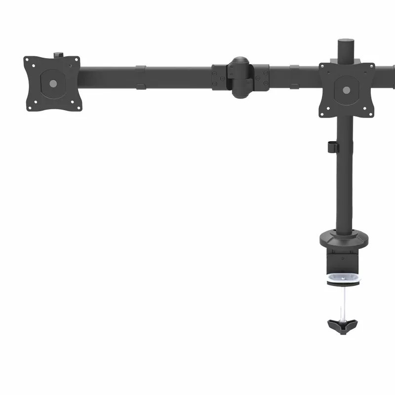 StarTech.com Braço de monitor triplo para montagem em secretária – suporte VESA ergonómico para 3 monitores até 27″ – montagem em mastro articulada e com altura ajustável – função de inclinação/rotação/orientação para ecrã LCD/LED – fixação por grampo/furo na secretária