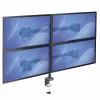StarTech.com Braço de monitor quádruplo para montagem em secretária – suporte VESA ergonómico para 4 monitores 2x2 até 27 polegadas – montagem em mastro articulada e com altura ajustável – função de inclinação/rotação/orientação para ecrã LCD/LED – fixação por grampo/passagem de cabos na secretária