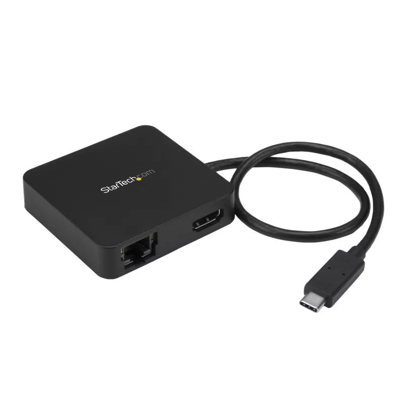 Adaptador multiporta USB-C StarTech.com – mini dock USB-C portátil com vídeo 4K-HDMI – Gigabit Ethernet, hub USB 3.0 (1x USB-A, 1x USB-C) – adaptador multiporta USB Type-C – compatível com Thunderbolt 3