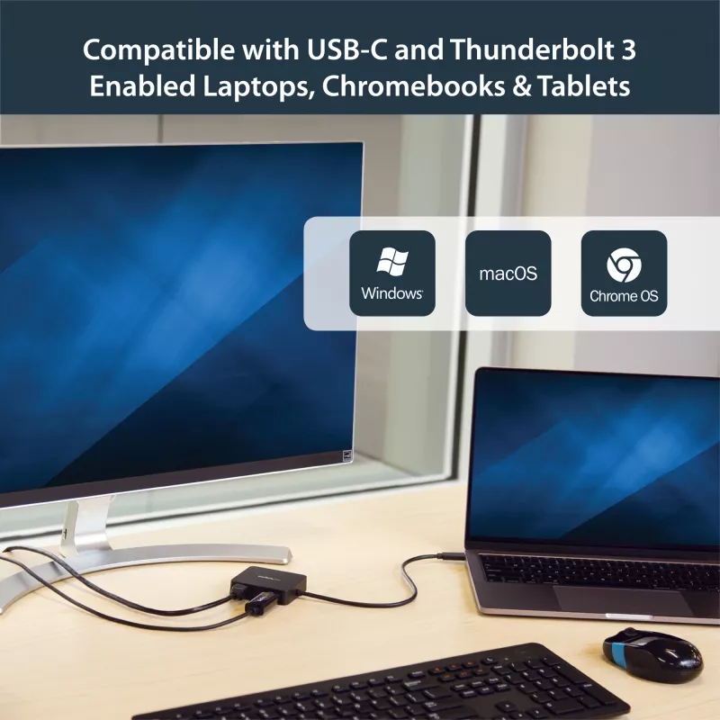 Adaptador multiporta USB-C StarTech.com – mini dock USB-C portátil com vídeo 4K-HDMI – Gigabit Ethernet, hub USB 3.0 (1x USB-A, 1x USB-C) – adaptador multiporta USB Type-C – compatível com Thunderbolt 3