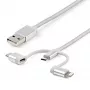 Cabo de carregamento múltiplo USB StarTech.com de 1 m – USB para Micro-USB ou USB-C ou Lightning para iPhone/iPad/iPod/Android – certificado Apple MFi – carregador USB 3 em 1 – entrançado