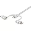 Cabo de carregamento múltiplo USB StarTech.com de 1 m – USB para Micro-USB ou USB-C ou Lightning para iPhone/iPad/iPod/Android – certificado Apple MFi – carregador USB 3 em 1 – entrançado