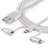 Cabo de carregamento múltiplo USB StarTech.com de 1 m – USB para Micro-USB ou USB-C ou Lightning para iPhone/iPad/iPod/Android – certificado Apple MFi – carregador USB 3 em 1 – entrançado