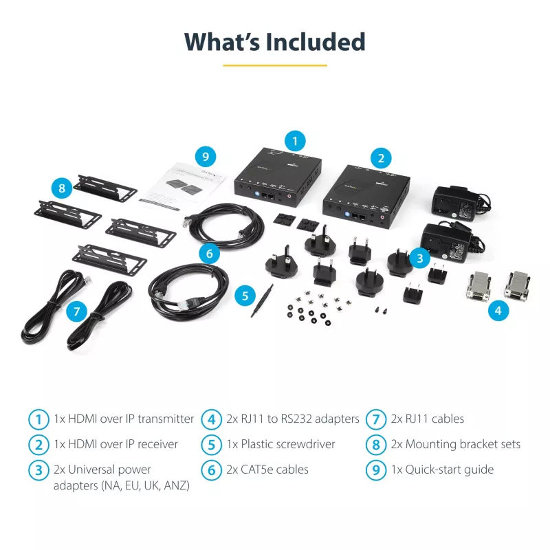 Kit extensor HDMI over IP 4K StarTech.com com Video Control App, AV over IP escalável com suporte para parede de vídeo AVoIP