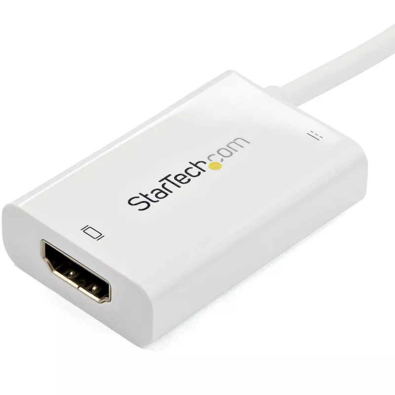 Adaptador USB-C para HDMI 2.0 StarTech.com com Power Delivery – 4K 60Hz conversor de vídeo USB Type-C para HDMI – porta de carregamento pass-through 60W PD – compatível com Thunderbolt 3 – Branco