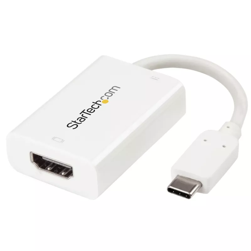 Adaptador USB-C para HDMI 2.0 StarTech.com com Power Delivery – 4K 60Hz conversor de vídeo USB Type-C para HDMI – porta de carregamento pass-through 60W PD – compatível com Thunderbolt 3 – Branco