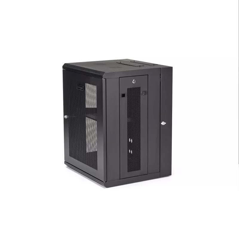 Armário de rede de montagem na parede 4 postes 15U StarTech.com com prateleira 1U, armário de servidor de montagem na parede rebatível 19 polegadas para equipamentos de dados/AV/eletrónica/computadores, caixa de rack ventilada flexível