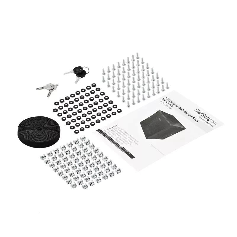 Armário de rede de montagem na parede 4 postes 15U StarTech.com com prateleira 1U, armário de servidor de montagem na parede rebatível 19 polegadas para equipamentos de dados/AV/eletrónica/computadores, caixa de rack ventilada flexível