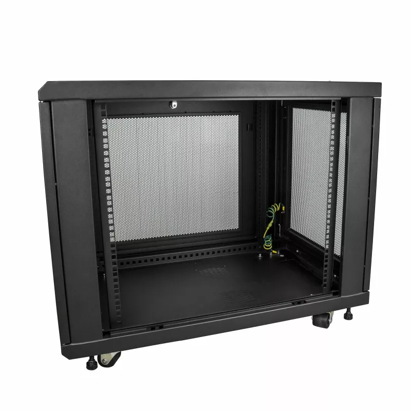 Armário de servidor 4 postes 12U StarTech.com, armário de dados 19 polegadas com fecho para equipamento de computador/AV/TI, armário de rede de escritório/casa com rodas e calhas de montagem ajustáveis