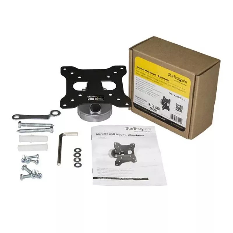 Suporte de parede para monitor StarTech.com – alumínio, 15 kg, 33 cm (13 polegadas), 68,6 cm (27 polegadas), 50 x 50 mm, 100 x 100 mm, preto