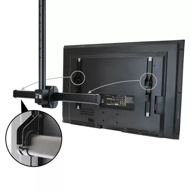 Suporte de teto para TV StarTech.com – suporte de suspensão universal totalmente articulado para um ecrã com mastro telescópico curto ajustável – inclinação/rotação – suporte VESA para ecrãs de 32–75 polegadas