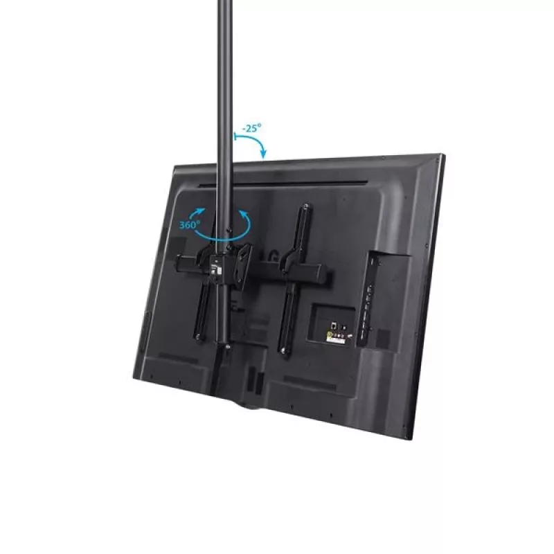 Suporte de teto para TV StarTech.com – suporte de suspensão universal totalmente articulado para um ecrã com mastro telescópico curto ajustável – inclinação/rotação – suporte VESA para ecrãs de 32–75 polegadas