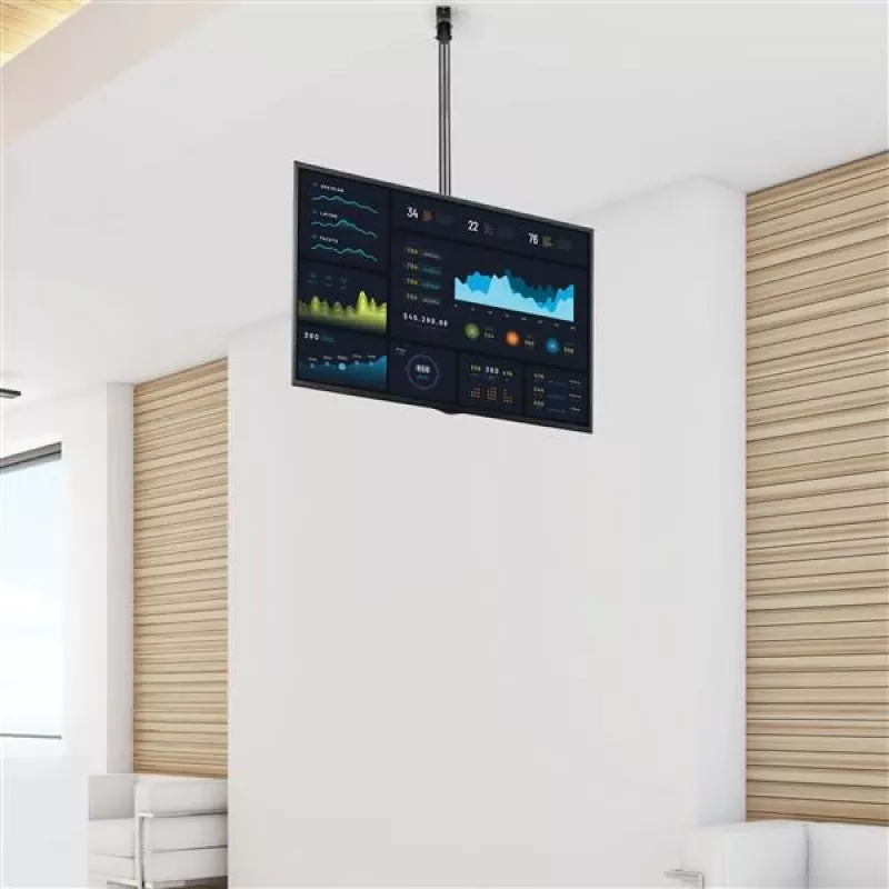 Suporte de teto para TV StarTech.com – suporte de suspensão universal totalmente articulado para um ecrã com mastro telescópico curto ajustável – inclinação/rotação – suporte VESA para ecrãs de 32–75 polegadas