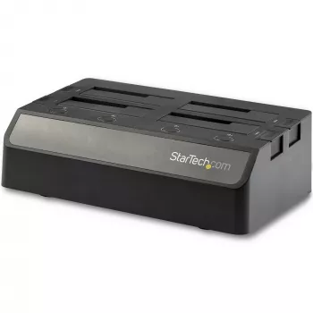 Docking station para discos rígidos USB para SATA de 4 compartimentos StarTech.com, USB 10 Gbps, dock externo para SSD/HDD de 2,5 e 3,5 polegadas, SATA III, compartimento de disco hot-swap, carregamento superior