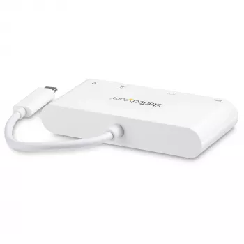 Adaptador multiportas USB-C StarTech.com – adaptador de vídeo USB-C para DVI-D (digital) com carregamento pass-through Power Delivery 60 W, GbE, USB-A – mini docking station portátil para portáteis USB Type-C/Thunderbolt 3