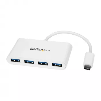 Hub USB-C de 4 portas StarTech.com com 4 portas USB-A (USB 3.0 SuperSpeed 5 Gbit/s) – alimentação por bus USB – hub adaptador USB-C para USB-A portátil/para portátil – hub USB 3.1 Gen 1/USB 3.2 Gen 1 Type-C – branco