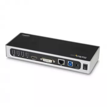 Docking station USB 3.0 StarTech.com – docking station para portátil com monitor duplo com vídeo HDMI e DVI/VGA – hub USB 3.1 Gen 1 5 Gbps de 6 portas, GbE, áudio – dock universal Type-A – Windows e Mac