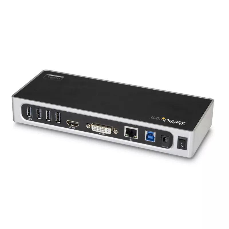 Docking station USB 3.0 StarTech.com – docking station para portátil com monitor duplo com vídeo HDMI e DVI/VGA – hub USB 3.1 Gen 1 5 Gbps de 6 portas, GbE, áudio – dock universal Type-A – Windows e Mac