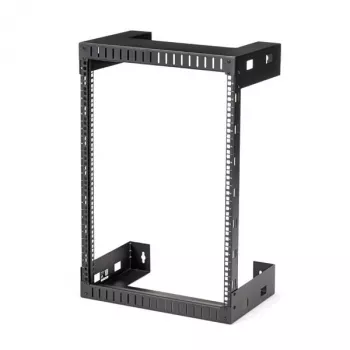 StarTech.com Rack de rede de parede 15U 19 polegadas – 12 polegadas de profundidade, rack de sala de servidores open-frame de 2 postes para equipamentos de dados/AV/IT/informática/painel de patch com porcas gaiola e parafusos, capacidade de carga 90 kg, Preto