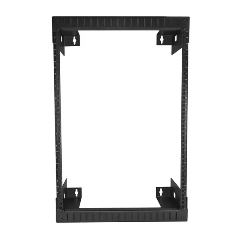 StarTech.com Rack de rede de parede 15U 19 polegadas – 12 polegadas de profundidade, rack de sala de servidores open-frame de 2 postes para equipamentos de dados/AV/IT/informática/painel de patch com porcas gaiola e parafusos, capacidade de carga 90 kg, Preto