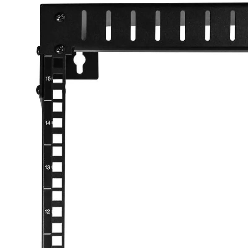 StarTech.com Rack de rede de parede 15U 19 polegadas – 12 polegadas de profundidade, rack de sala de servidores open-frame de 2 postes para equipamentos de dados/AV/IT/informática/painel de patch com porcas gaiola e parafusos, capacidade de carga 90 kg, Preto