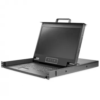 StarTech.com Consola KVM rackmount HD 1080p - KVM VGA de porta única com monitor LCD de 17 polegadas para rack de servidor - Gaveta KVM LCD 1U totalmente equipada com cabos e ferragens - Suporte USB - 50.000 MTBF