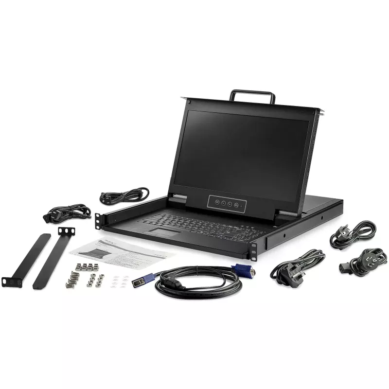 StarTech.com Consola KVM rackmount HD 1080p - KVM VGA de porta única com monitor LCD de 17 polegadas para rack de servidor - Gaveta KVM LCD 1U totalmente equipada com cabos e ferragens - Suporte USB - 50.000 MTBF