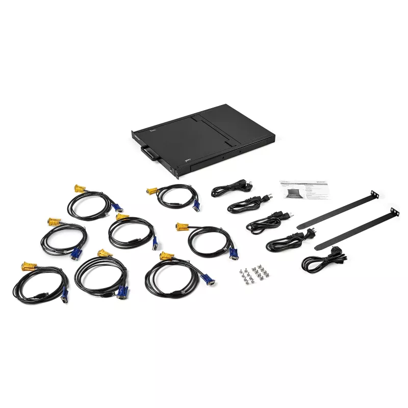 StarTech.com consola KVM de 8 portas para rack com cabos de 1,8 m - switch KVM integrado com monitor LCD de 17 polegadas - gaveta KVM LCD 1U completa - KVM OSD - durável com 50.000 horas de MTBF - suporte USB + VGA