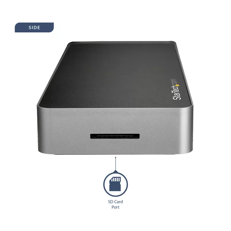 StarTech.com Dock USB-C – HDMI e DisplayPort para monitor duplo 4K 30 Hz – Docking station para portátil USB Type-C 60 W Power Delivery, SD, hub USB-A 3.0 de 4 portas, GbE, Áudio – Compatível com Thunderbolt 3