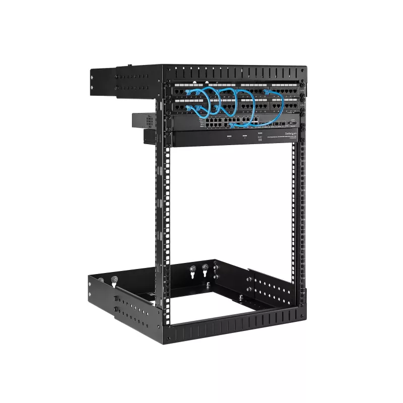 StarTech.com Armário de rede de parede 15U 19 polegadas – Profundidade ajustável 12–20 polegadas Armário de sala de servidores open-frame de 2 postes para AV/dados/IT/comunicações/informática/dispositivos de comutação com porcas gaiola e parafusos