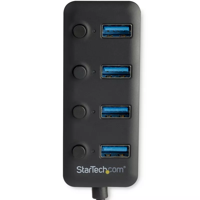 StarTech.com Hub USB 3.0 de 4 portas – USB-A para 4x USB 3.0 Tipo A com interruptores individuais de ligar/desligar por porta – SuperSpeed 5 Gbit/s USB 3.1/3.2 Gen 1 – alimentado por barramento USB – portátil – cabo fixo de 25 cm~Hub USB 3.0 de 4 portas – USB-A para 4x USB 3.0 Tipo A com interruptores individuais de ligar/desligar por porta – SuperSpeed USB 3.2 Gen 1 (5 Gbit/s) – alimentado por