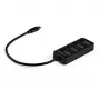StarTech.com Hub USB-C de 4 portas – USB-C para 4x portas USB 3.0 Type-A com interruptores individuais de ligar/desligar – SuperSpeed 5 Gbit/s USB 3.1/3.2 Gen 1 – Alimentado por barramento USB – Portátil – Cabo fixo de 25 cm