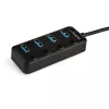 StarTech.com Hub USB-C de 4 portas – USB-C para 4x portas USB 3.0 Type-A com interruptores individuais de ligar/desligar – SuperSpeed 5 Gbit/s USB 3.1/3.2 Gen 1 – Alimentado por barramento USB – Portátil – Cabo fixo de 25 cm